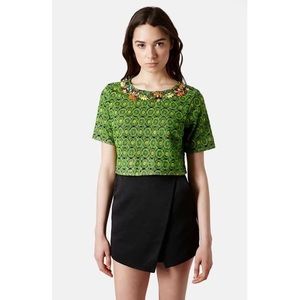 TOPSHOP Embellished Lace Crop Top